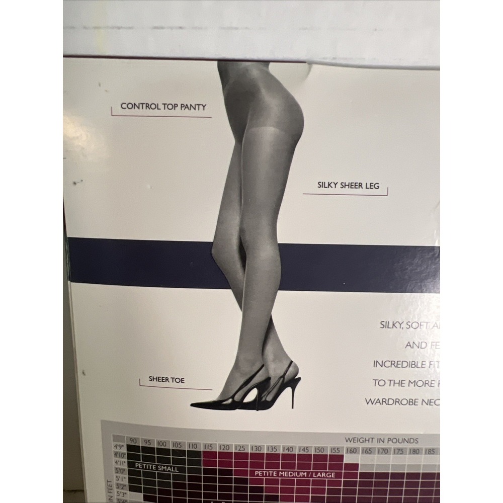 Hanes Silk Reflections Quicksilver Control Top Pantyhose Sandalfoot Sz EF #717 - Picture 6 of 8